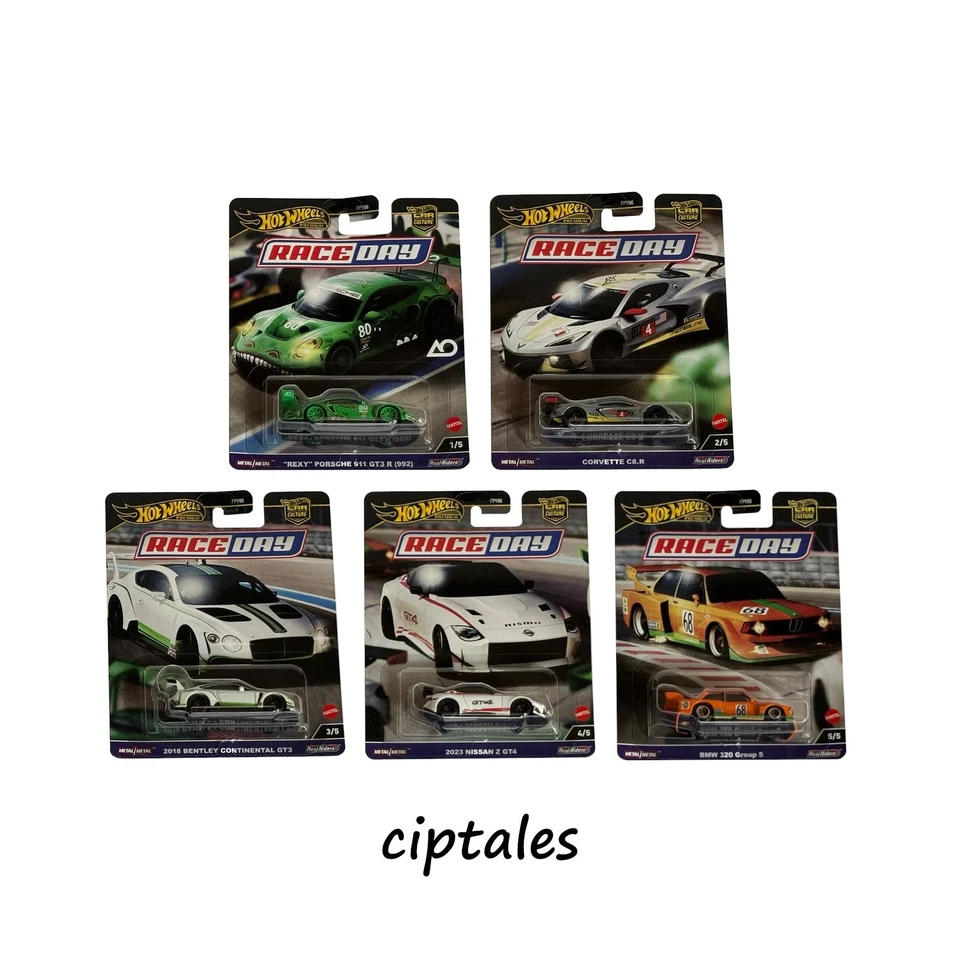 Hot Wheels Race Day Premium Car Culture - 1:64 Real Riders SET COMPLETO - Immagine 1 di 1