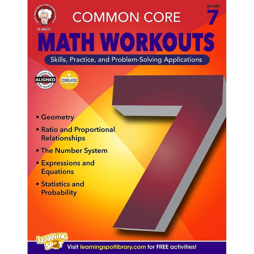 Mark Twain Media | Common Core Math Workouts Workbook | 7th Grade, 64pgs - Image 1 of 1