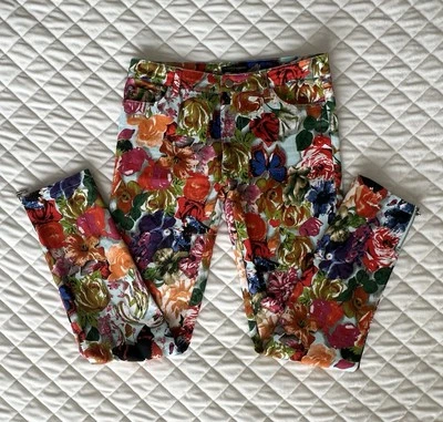 Pantalones florales ALBERTO MAKALI talla 8 arte para usar bolsillos elásticos jeggings elegantes Foto 1 de 4