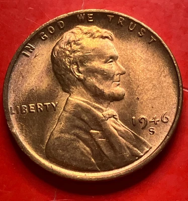 1946-S Lincoln Wheat Cent Penny GEM RED BU From an Original Bank Roll - Image 1 of 4