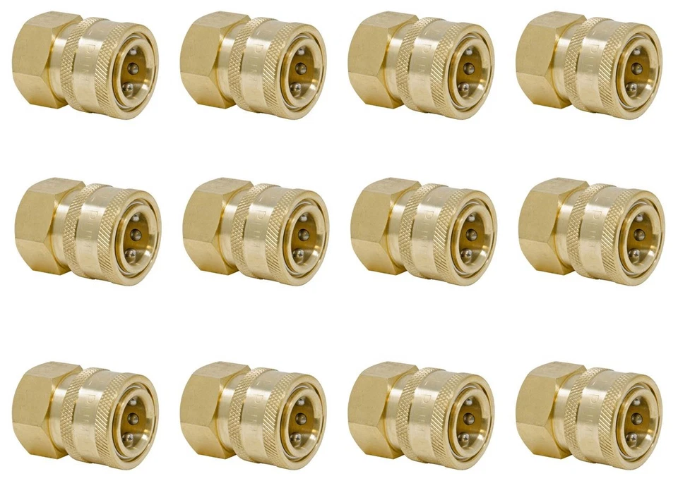 12 Pack GP Quick Disconnect Sockets, Brass 1/4 x 1/4 NPT-F 5,000 PSI - Image 1 of 1