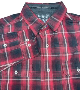 Kuhl Mountain Grown Eluxur Men’s Large Long Sleeve Red Plaid Button Up - Picture 1 of 9