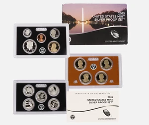 US Mint 2015 Silver Proof Set With Box and COA  Uncirculated  - Picture 1 of 12