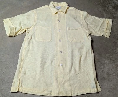 Vintage 1950s Hartley’s Miami Loop Collar Shirt Small Yellow Textured Rockabilly - Image 1 of 4