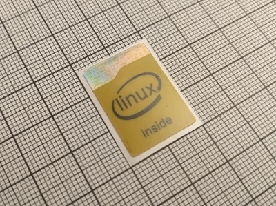 5 x Yellow & Black Holographic Linux Inside Stickers For The PC Case 18 x 25 mm - Image 1 of 2