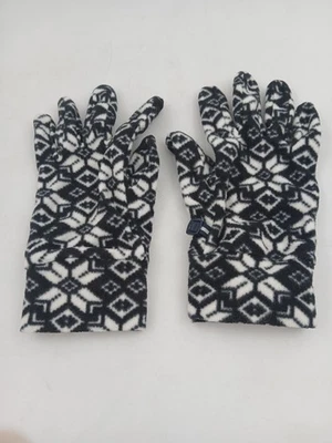 Guantes de Vellón Lands' End Juveniles L-XL Negro Blanco Copo de Nieve Pantalla Táctil Invierno Foto 1 de 4