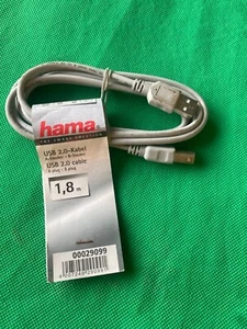 Hama 29099 1.8m USB 2.0 grey A B Lead Connection Cable - Picture 1 of 3