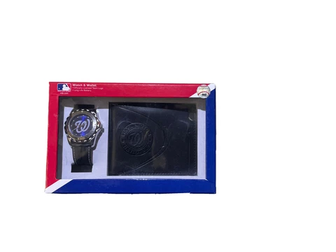 Washington Nationals Sports Watch and Black Wallet SPARO Gift Set Lic MLB Cover