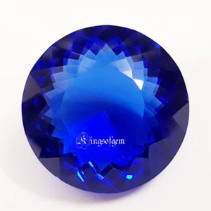 Beautiful 92.40 Ct Deep Blue Topaz Round Shape Loose Gemstone - Picture 1 of 9