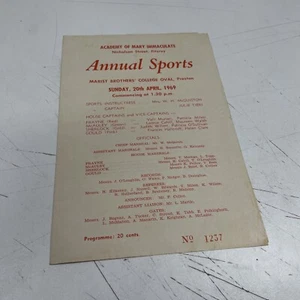 ORIGINAL VINTAGE Annual Sports 1969 Programme Mary Immaculate Marist Brothers - Picture 1 of 4