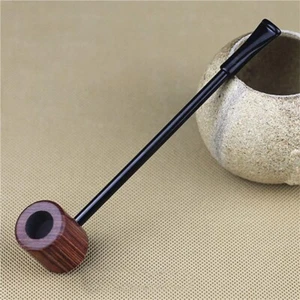 Durable Ebony Wood Enchase Smoking Pipe Tobacco Cigarettes Cigar Pipes Gift USA - Picture 1 of 10