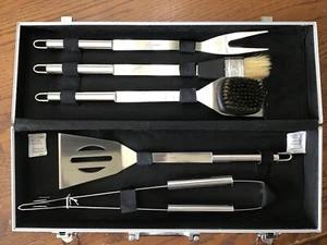 BBQ Grill Tools Set Stainless Grilling Barbecue Accessories Utensils Kit w/Case - Picture 1 of 8