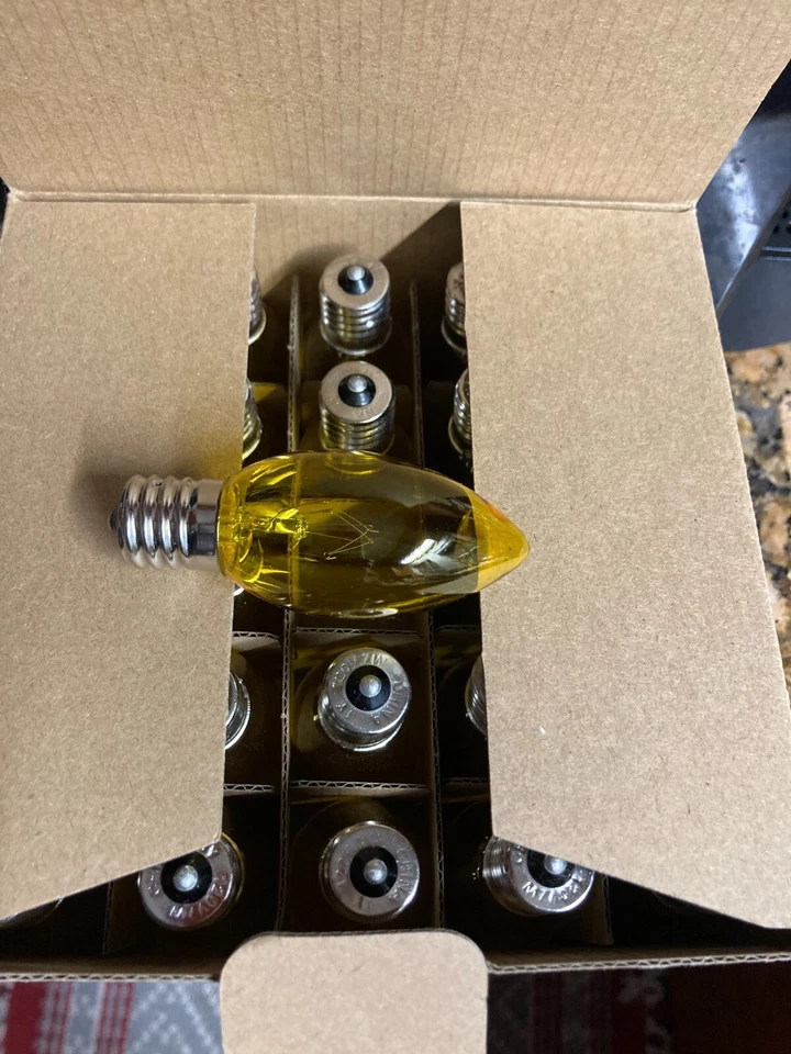 C9 Replacement Bulbs | 7W/120V | Transparent Amber Bulbs | 25 Count - Image 1 of 2