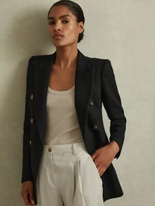 Blazer doppiopetto REISS Lana sartoriale misto lana testurizzata $515 | UK 10 US 6 - Foto 1 di 23