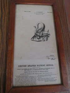 Framed patent for elephant ashtray antique vintage collectable February 1932 - Picture 1 of 3