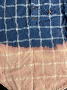 Bleach Dipped Distressed Ombré Flannel Shirt Blue Sz XS Abercrombie Finch J35 - Picture 1 of 6