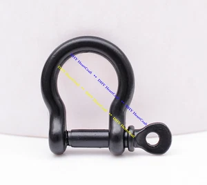 10X 9mm Black U-Shaped Shackle Clasp for Keyring Keychain DIY Bracelet Connector - Picture 1 of 12