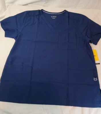 wonderwink Unisex 4 Pocket V-Neck Utility Top medical scrub navy L style 6855 - Image 1 of 4