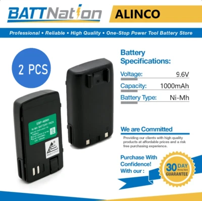 2x 9.6V 1000mAh NiMh battery for Alinco EBP-46, EBP-46N, DJ-V5, DJ-V5TH - Image 1 of 4