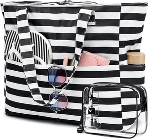Large Beach Tote Bag Women Waterproof Sandproof Zipper Beach Tote Bag for Pool G - Picture 1 of 12