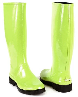 Nuevo RALPH LAUREN Mujer Verde Goma Lluvia Alto Hasta la Rodilla Plano Pull On Bota Talla 6 M Foto 1 de 3