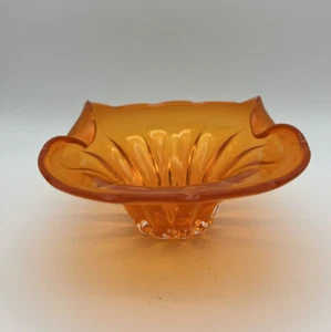 Orange Vintage Folded Art Glass Small Bowl / Dish Nasco Japan - Imagen 1 de 7