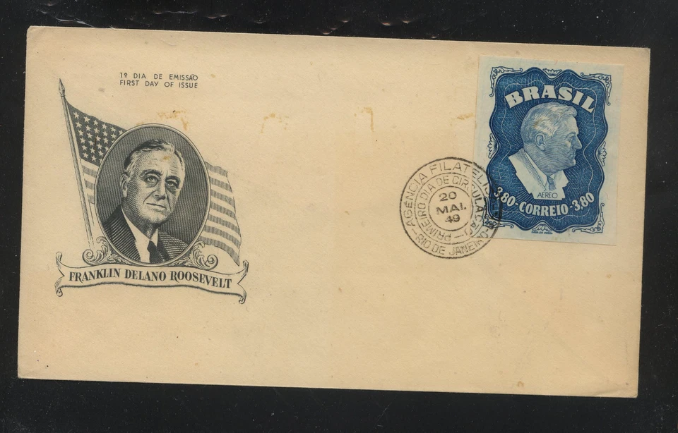 Brasil Roosevelt Bonita Cubierta Cachet Primer Día 1949 KL1208 Foto 1 de 1