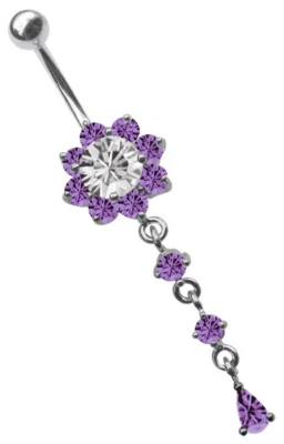 Belly Button Piercing Jewelry Banana with Zirconia Flower And Pendant Crystals - Image 1 of 2