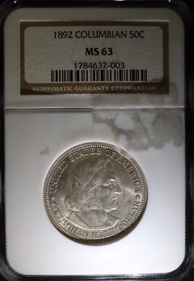 1892 Columbian Exposition Silver Half Dollar NGC MS63 - Image 1 of 3