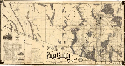Mapa de 1893 del condado de Pima Arizona arte de pared póster impresión decoración obras de arte hogar escuela Foto 1 de 3