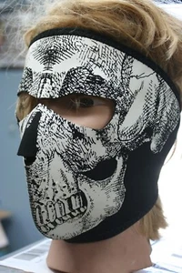 COLD WEATHER NEOPRENE FULL FACE MASK GLOW IN DARK SKULL REVERSABLE BLACK - Imagen 1 de 5