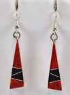 Native American Navaho Sterling stachelige Auster & Onyx Inlay Ohrringe-T. Yazzie