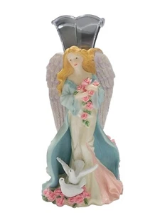 Schöner Engel mit Tauben & Rosen - angesetzte Blumenvase  - Bild 1 von 13