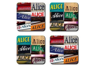 Posavasos personalizados con el nombre ALICE en fotos de letreros - Juego de 4 - Imagen 1 de 1