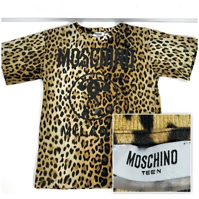 Moschino Milano Adolescente Niños Leopardo Diseños Camiseta Unisex Talla Pequeña Foto 1 de 4