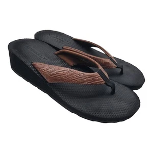Speedo Shoes Women Size 9 Black Wedge Vacation Flip Flop Thong Beach Sandals - Picture 1 of 9