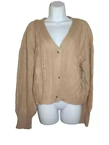 New Juniors 2XL 19 Cropped Cardigan Sweater Beige No Boundaries - Picture 1 of 2