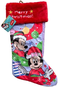 Disney Mickey & Minnie Mouse Weihnachtsstrumpf Frohe Weihnachten 18" Urlaub - Bild 1 von 2