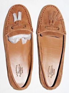 Bass Women's Bonnie Tan Driving Moccasin Suede Slip-On Shoes 6.5 Medium