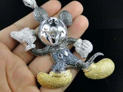 Colgante de plata 925 hip-hop de 8,86 quilates con piedras preciosas multicolores dibujos animados de Mickey Mouse para hombre Foto 1 de 4