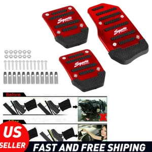 Universal NonSlip Automatic Gas Brake Foot Pad Pedal Cover Kit Accessories (Red) - Picture 1 of 12