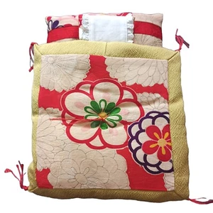For Dolls Japanese FUTON pillow Bedding Antique Silk Handmade RED - Picture 1 of 7