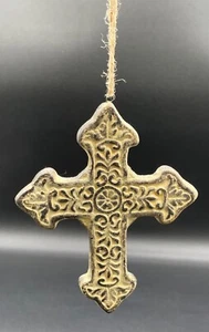 Rustic Ceramic Cross Ornament, 5" in Height - Picture 1 of 3