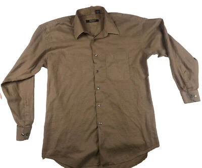 Bachrach Men's Brown Button Up Long Sleeve Shirt XL 100% Cotton Standard Cuff - Image 1 of 4