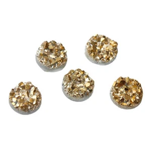 15 Druzy Charms Gold Sparkle Resin Cabochon 10mm Z230 - Picture 1 of 3
