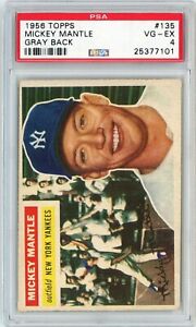 1956 Topps Mickey Mantle Gray Back #135 PSA 4 P1301