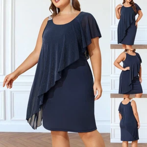 Übergröße Damen Ärmellos Midikleid Partykleid Schulterfrei Abendkleid Ballkleid - Bild 1 von 15