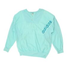 Adidas Mens Button Up Collarless Turquoise Sweat Top | Vintage 90s Sportswear