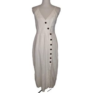 Urban Outfitters Midi Dress sz L Sleeveless Button Down Linen Blend - Picture 1 of 17
