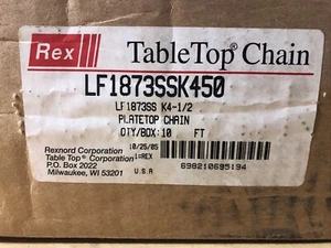 REXNORD LF1873SSK450 Tabletop Chain Stainless Steel Side Flexing 10 Foot (5826) - Picture 1 of 5